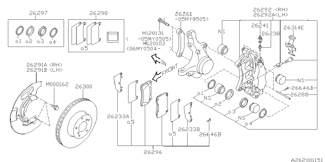 Mitsubishi 26296-FE100 - Əyləc altlığı dəsti, əyləc diski furqanavto.az