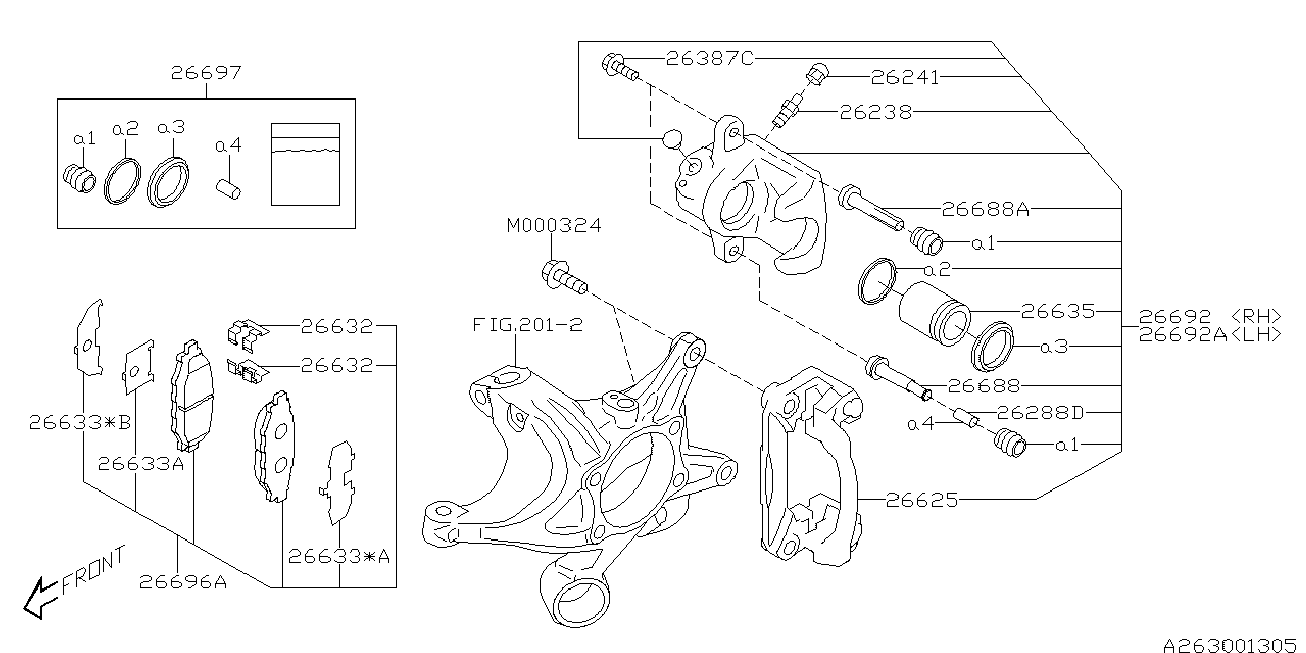 Subaru 26632AG000 - Disk əyləc pedləri üçün aksesuar dəsti furqanavto.az