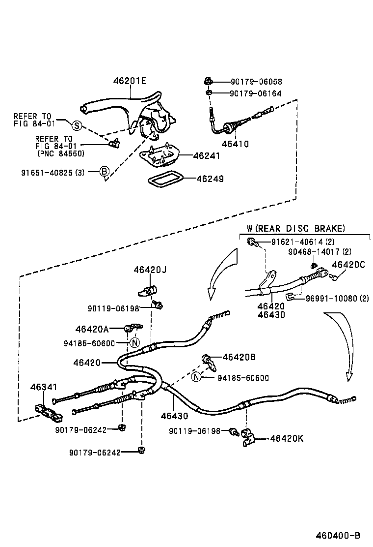 TOYOTA 46430-05020 - Kabel, dayanacaq əyləci furqanavto.az