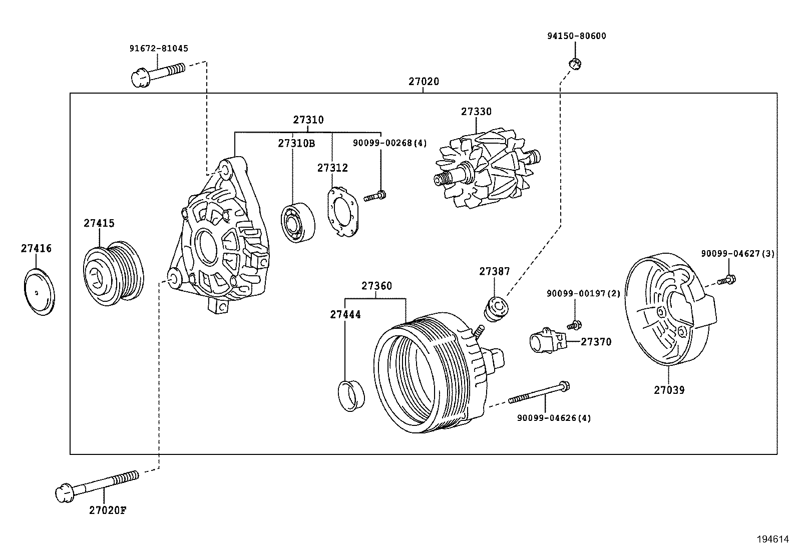 TOYOTA 2706011350 - Kasnak, alternator, sərbəst dönərli mufta furqanavto.az