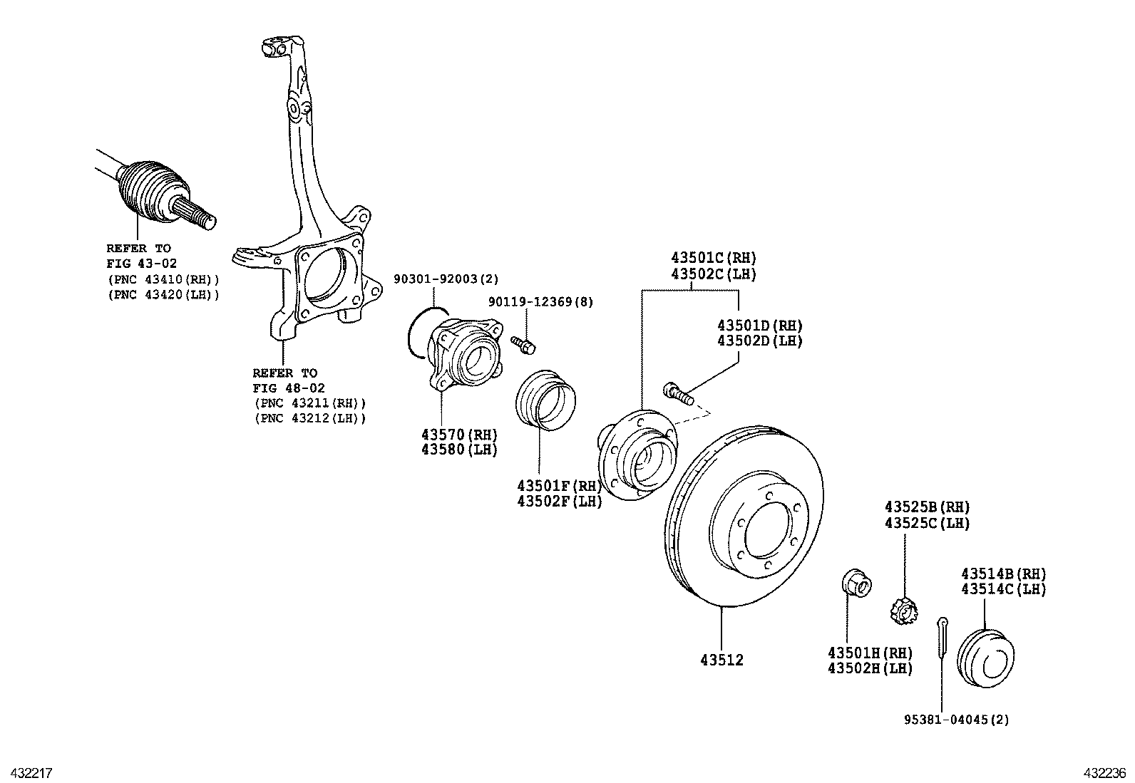 TOYOTA 43570-60011 - Təkər qovşağı, podşipnik dəsti furqanavto.az