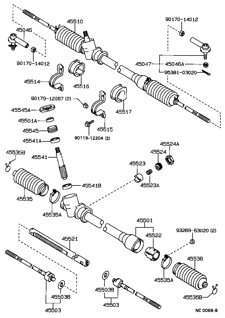 TOYOTA 45503-19125 - Daxili Bağlama Çubuğu, Ox Birləşməsi furqanavto.az