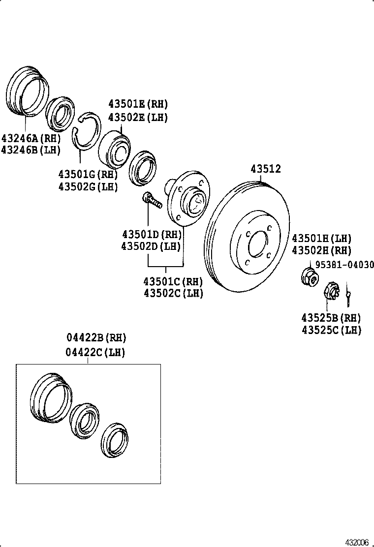 TOYOTA 43502-12090 - Təkər qovşağı, podşipnik dəsti furqanavto.az