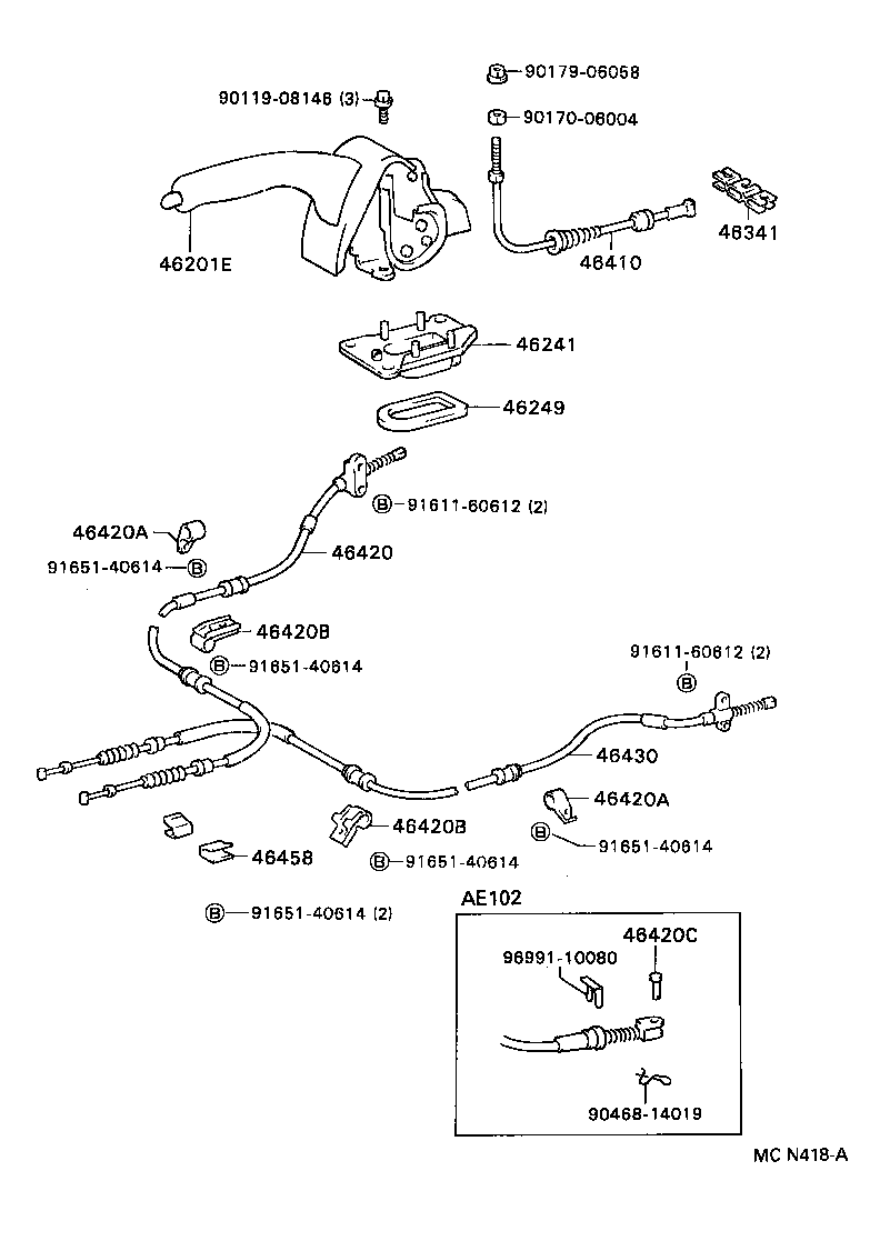 TOYOTA 46420-02030 - Kabel, dayanacaq əyləci furqanavto.az