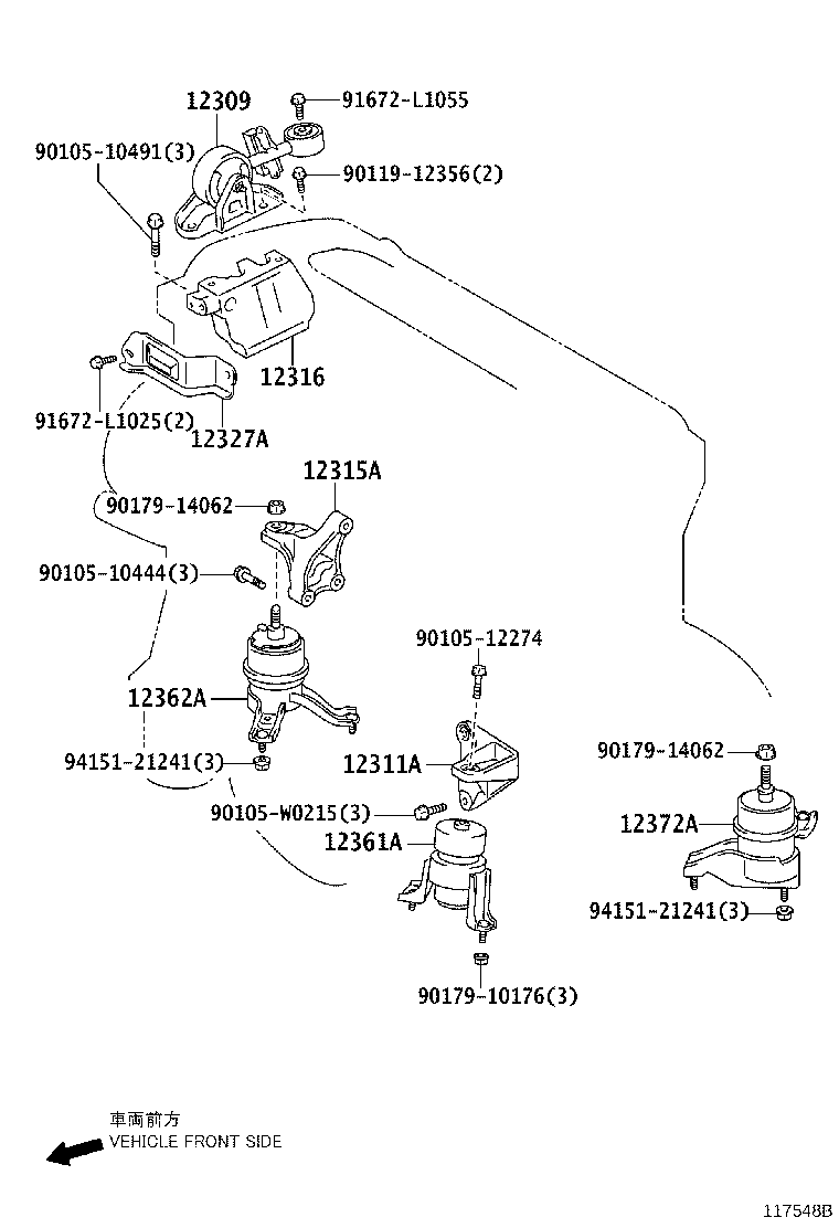 TOYOTA 1230928161 - Tutacaq, mühərrik montajı furqanavto.az