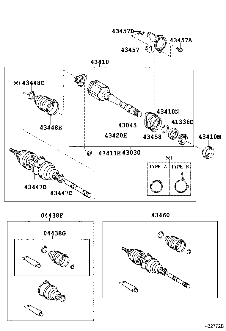 TOYOTA 4347080286 - Birləşmə dəsti, ötürücü val furqanavto.az