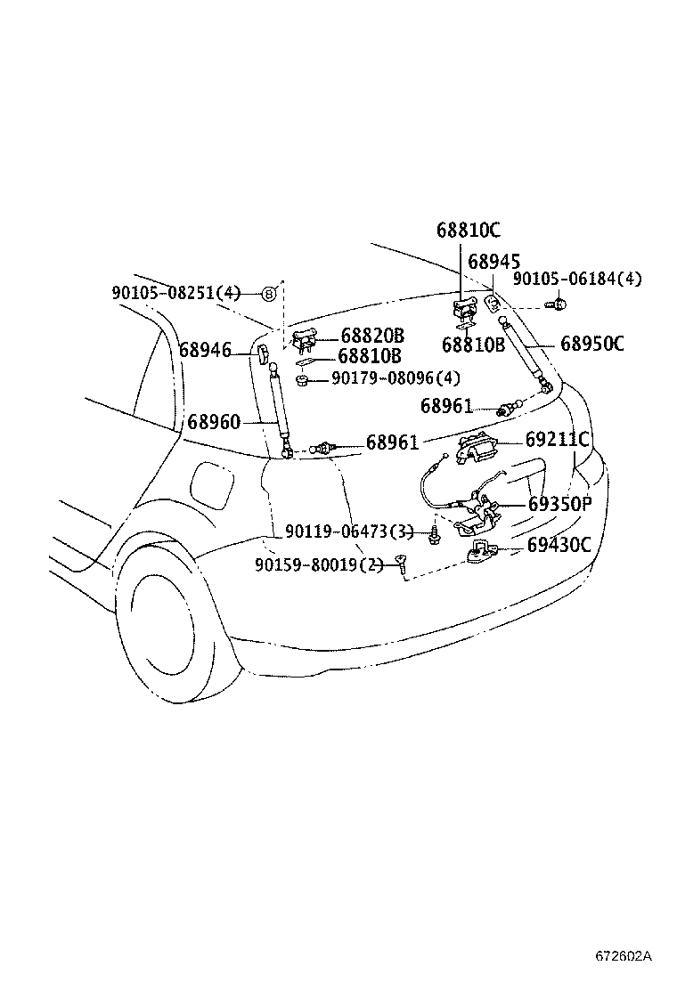 TOYOTA 68960-02030 - Qazlı bulaq, baqaj, yük yeri furqanavto.az