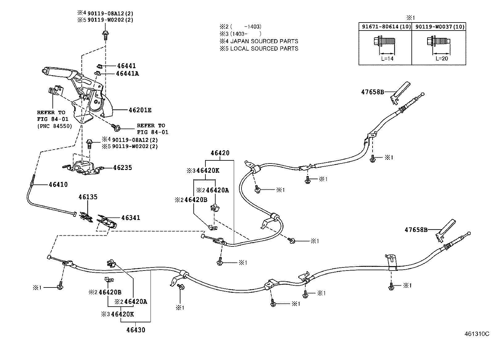 TOYOTA 46420 02130 - Kabel, dayanacaq əyləci furqanavto.az