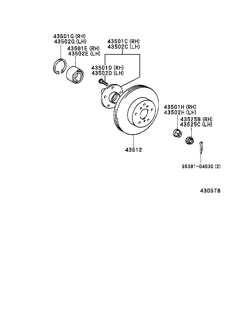 TOYOTA 43502-05021 - Təkər Qovşağı furqanavto.az