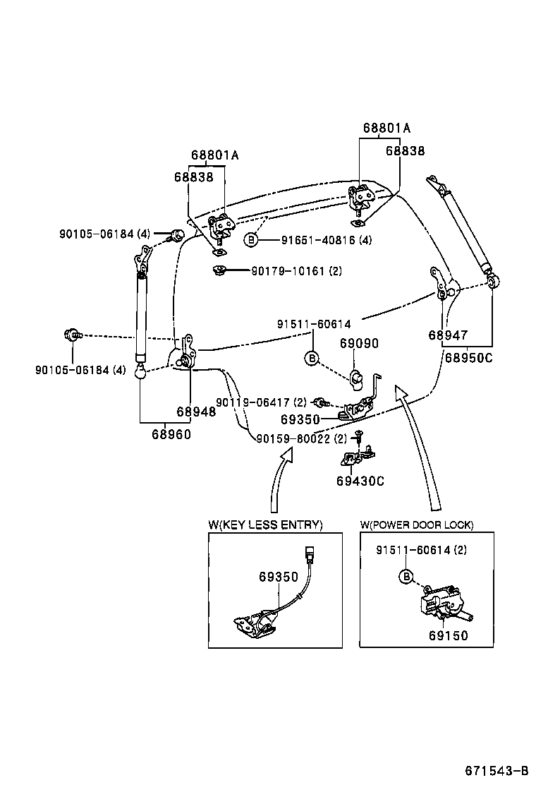 TOYOTA 68960-59025 - Qazlı bulaq, baqaj, yük yeri furqanavto.az