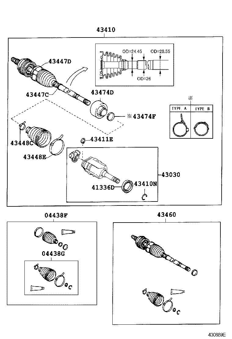 TOYOTA 43410-12660 - Birləşmə dəsti, ötürücü val furqanavto.az