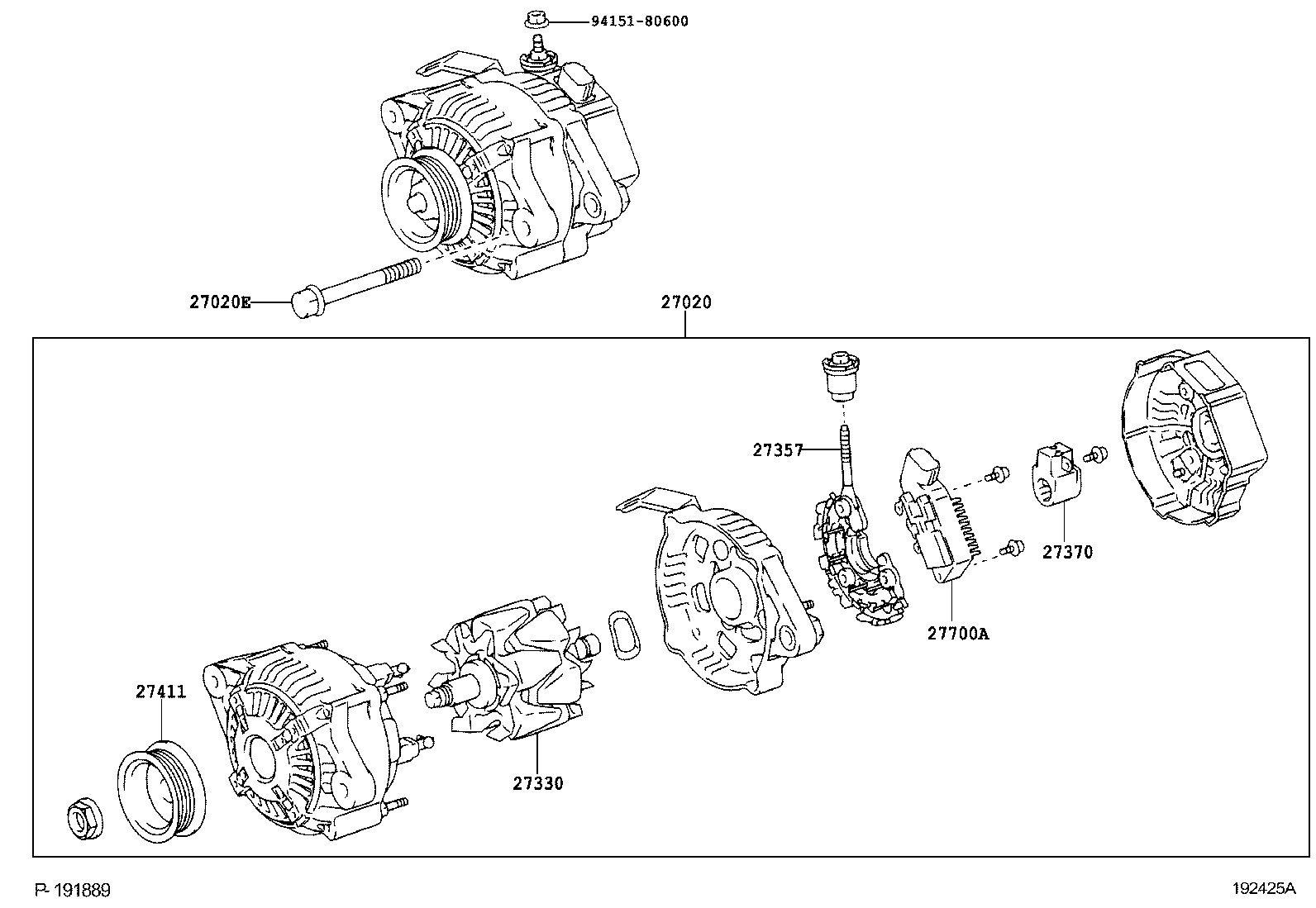 TOYOTA 2706021150 - Alternator furqanavto.az