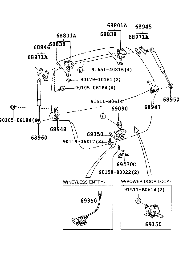 TOYOTA 68950-09110 - Qazlı bulaq, baqaj, yük yeri furqanavto.az