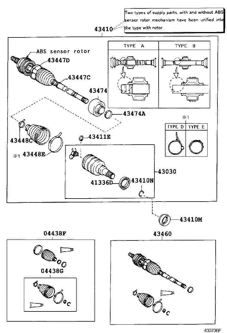 TOYOTA 43410-12490 - Birləşmə dəsti, ötürücü val furqanavto.az