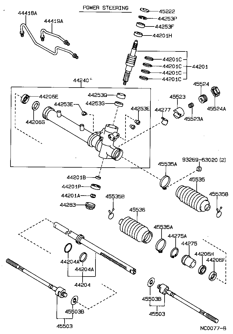 TOYOTA 4553612030 - Körük dəsti, sükan furqanavto.az