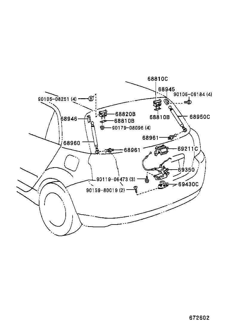 TOYOTA 68950-02041 - Qazlı bulaq, baqaj, yük yeri furqanavto.az