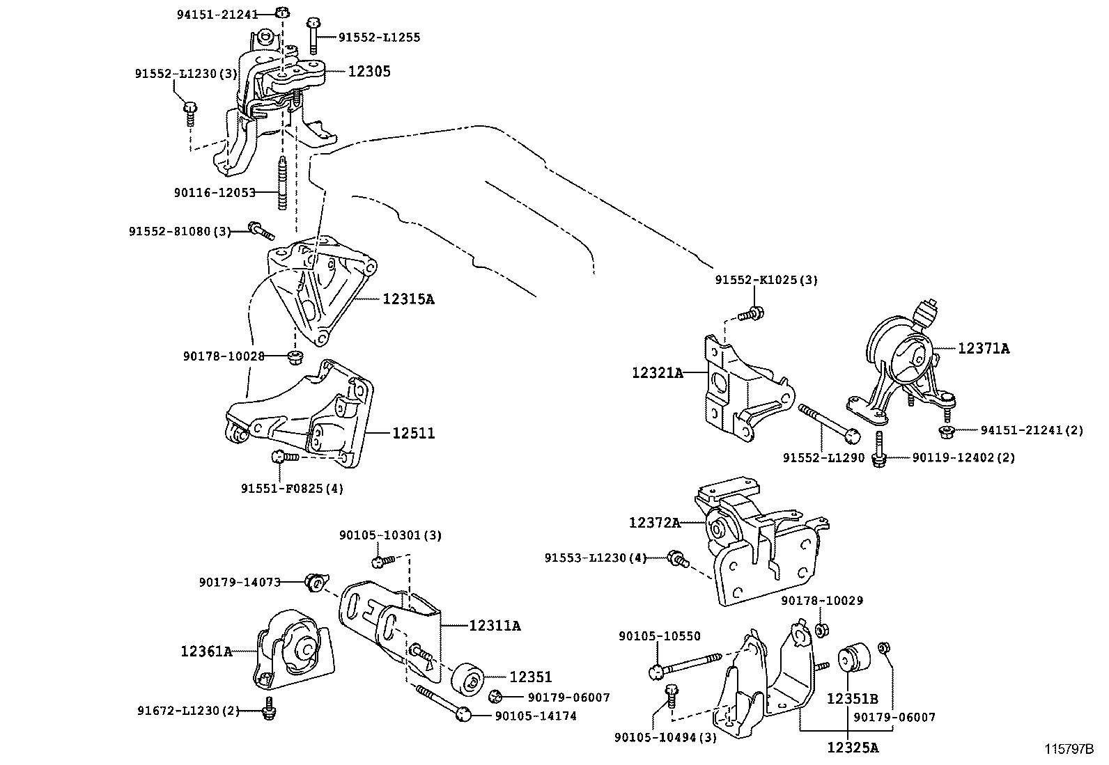 TOYOTA 1236128240 - Tutacaq, mühərrik montajı furqanavto.az