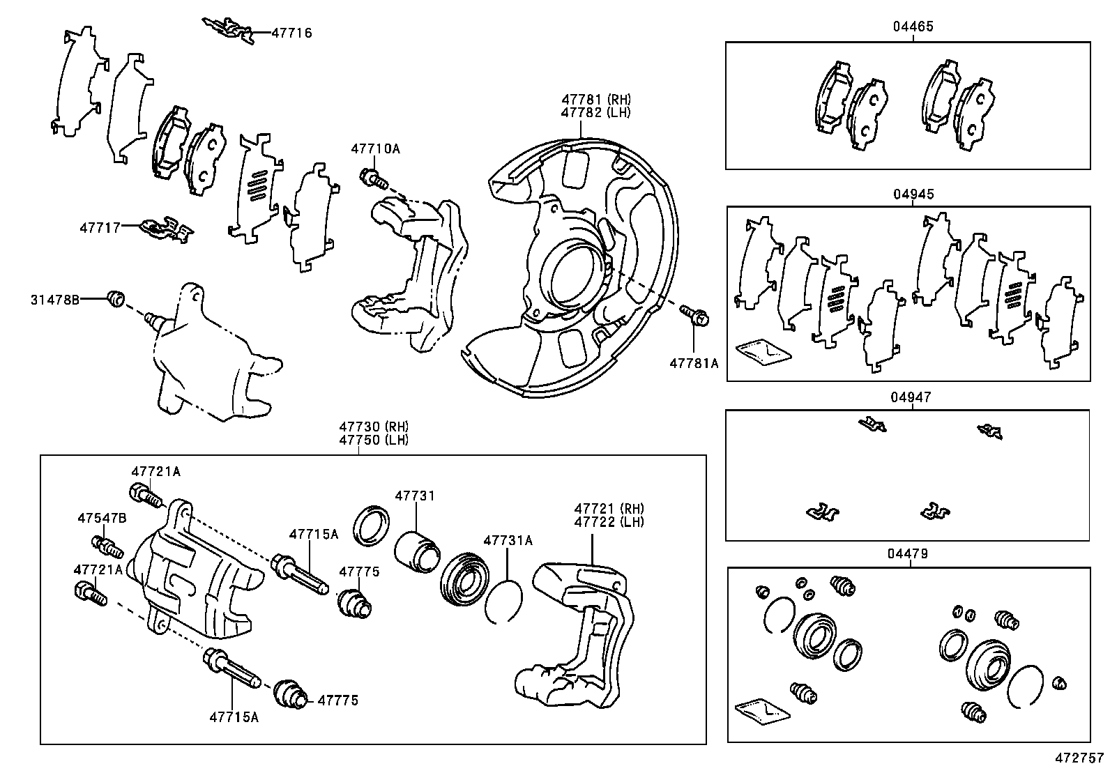 LEXUS 0494720110 - Disk əyləc pedləri üçün aksesuar dəsti furqanavto.az