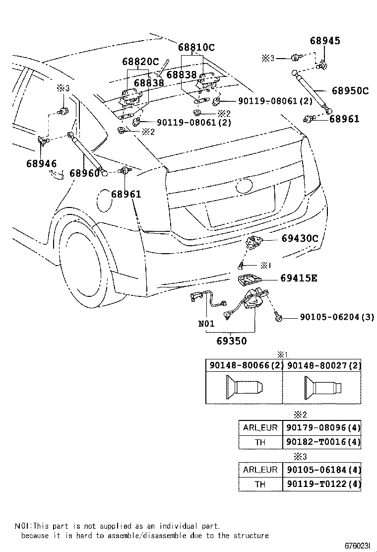 TOYOTA 68960-0W531 - Qazlı bulaq, baqaj, yük yeri furqanavto.az