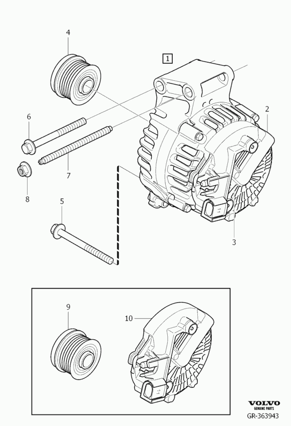 Volvo 30667980 - Kasnak, alternator, sərbəst dönərli mufta furqanavto.az