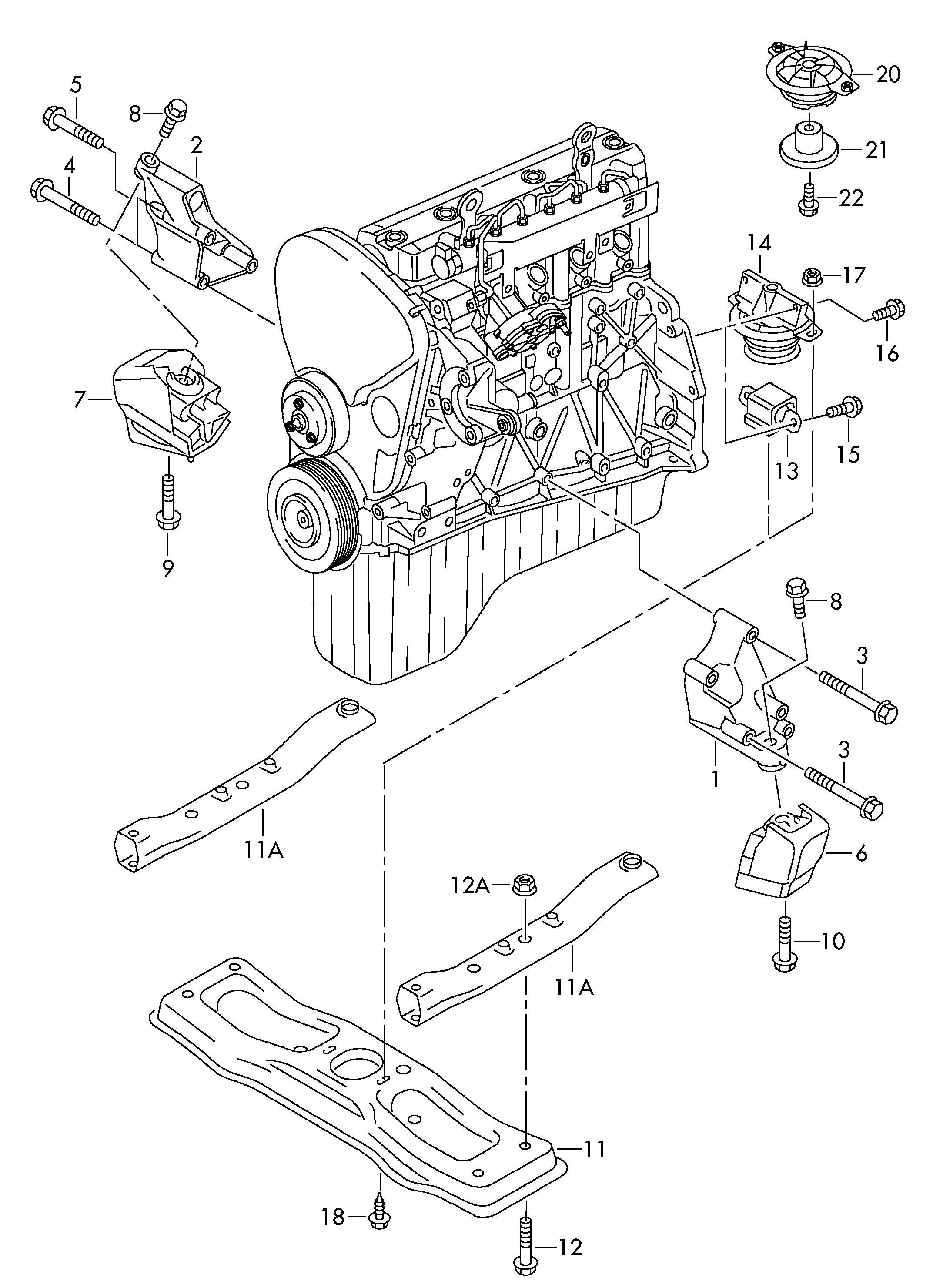 VW 2E0 199 379 K - Tutacaq, mühərrik montajı furqanavto.az