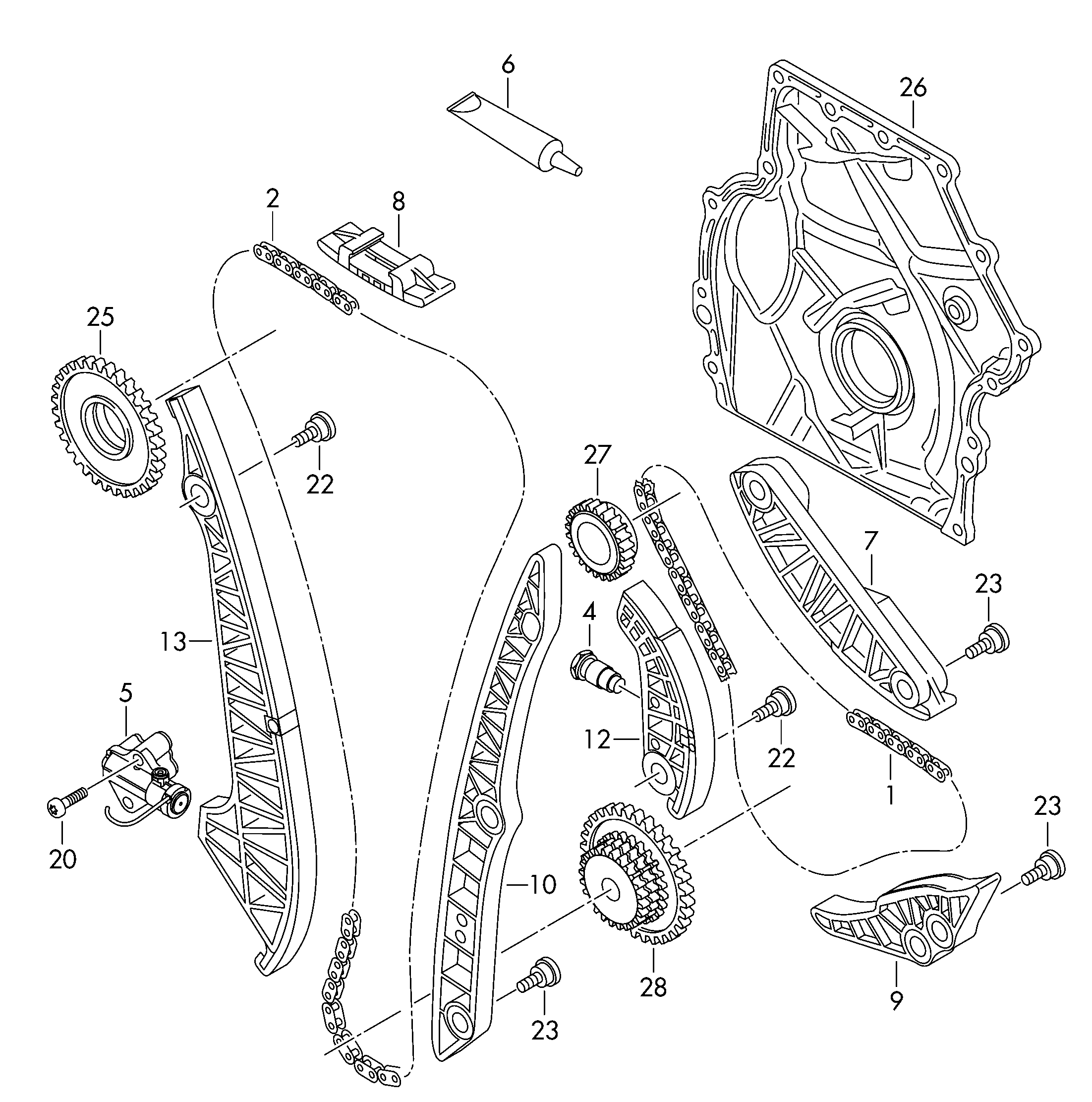 VW/SEAT 06K109158AD - Vaxt zəncirinin dəsti furqanavto.az