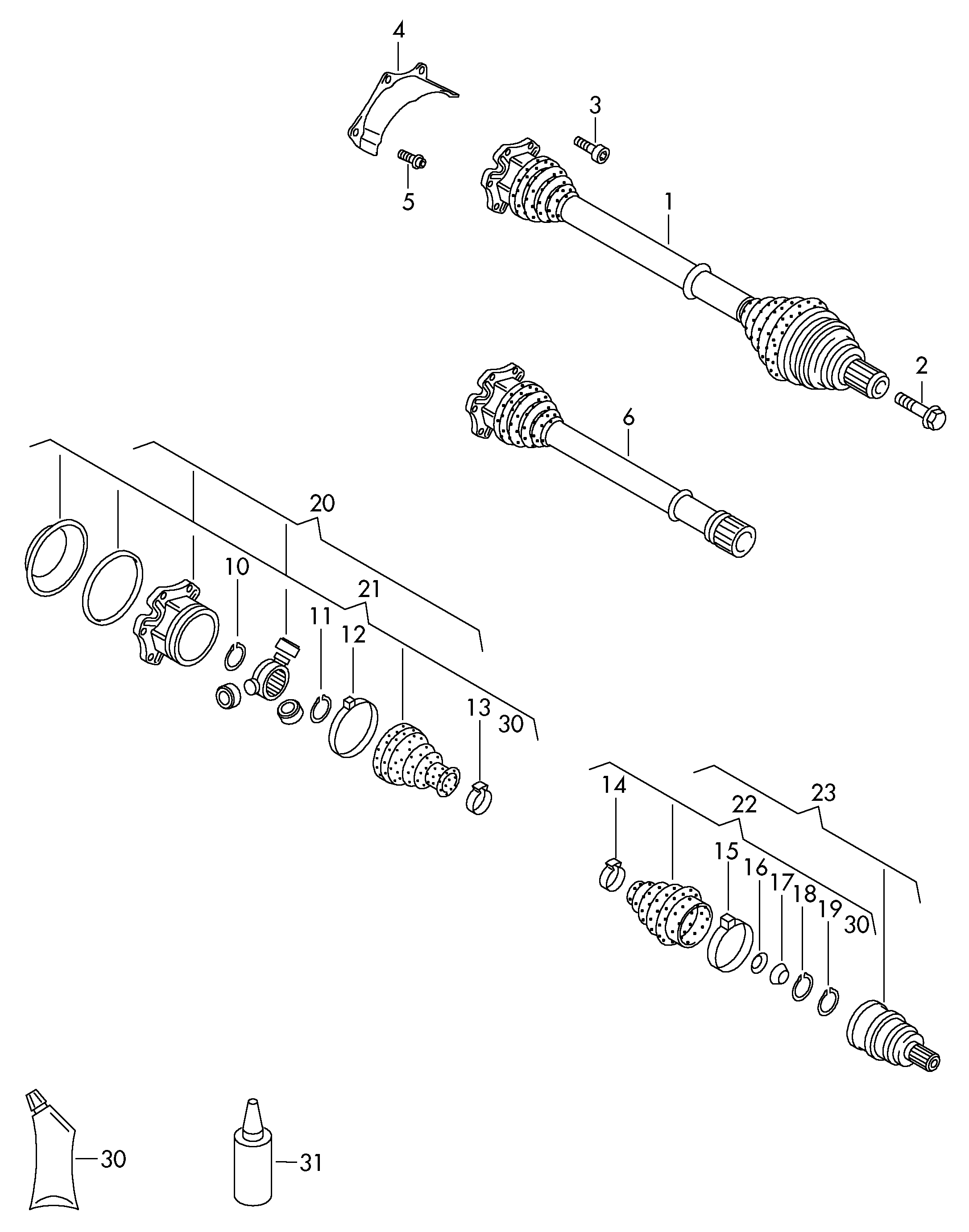 Seat 3B0498103BX - Birləşmə dəsti, ötürücü val furqanavto.az