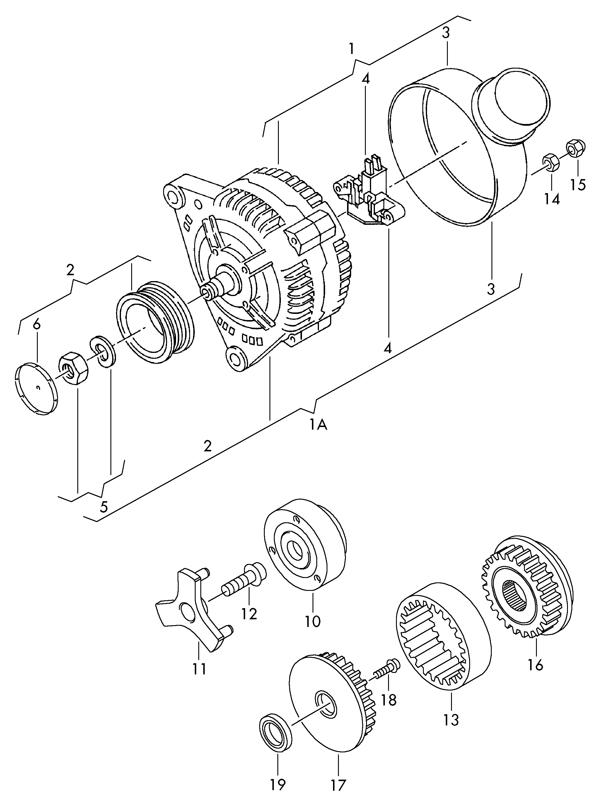 VW 021 903 119 J - Kasnak, alternator, sərbəst dönərli mufta furqanavto.az