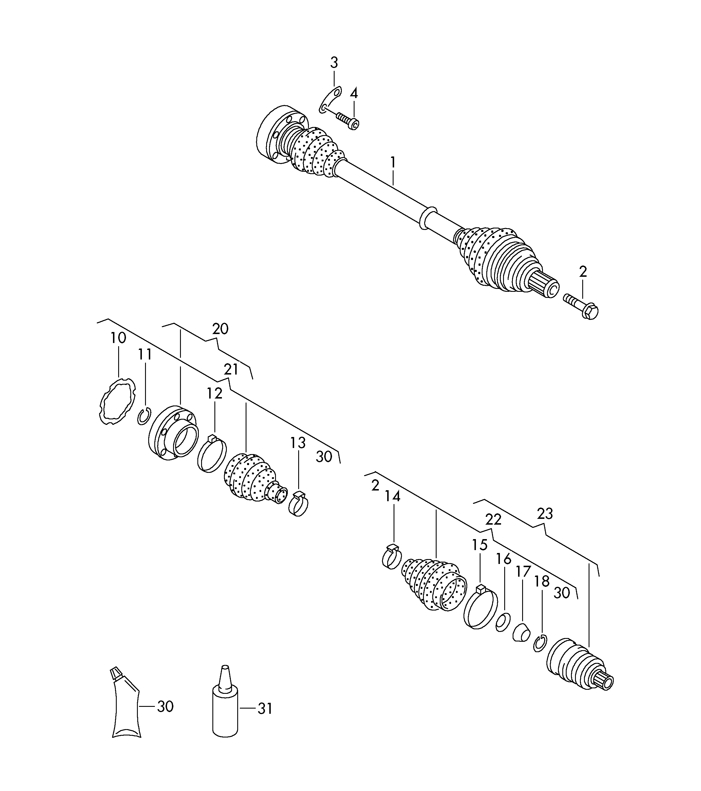 VW 701598201 - joint protective boot with assembly items and grease furqanavto.az