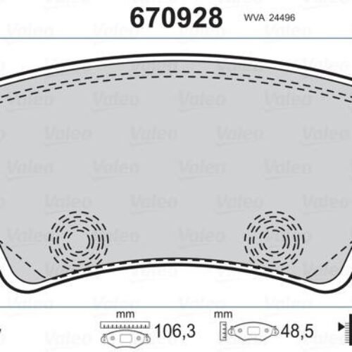 Valeo 670928 – Əyləc altlığı dəsti, əyləc diski