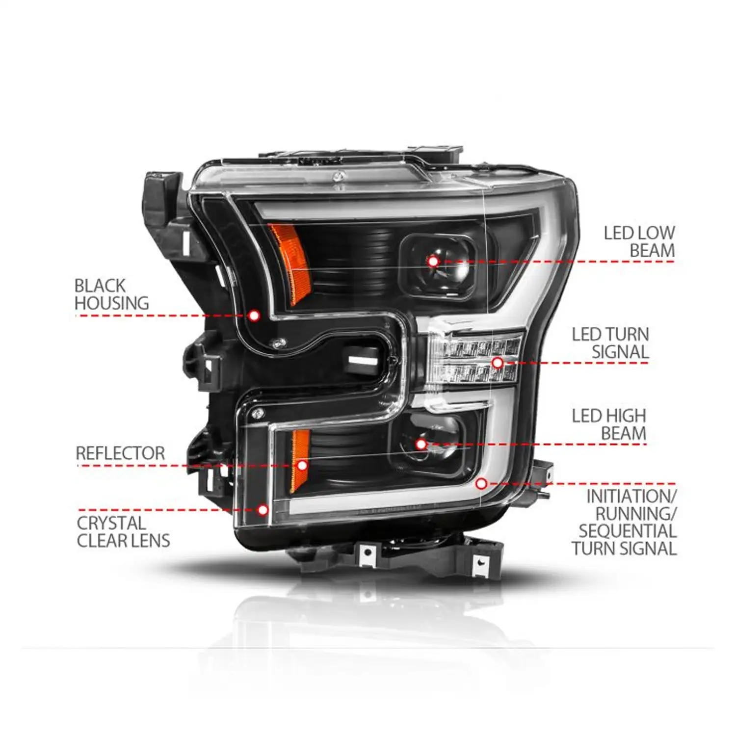 Anzo USA - 111630A FORD F-150 15-17 FULL LED PROJECTOR PLANK STYLE HEADLIGHTS - Image 2