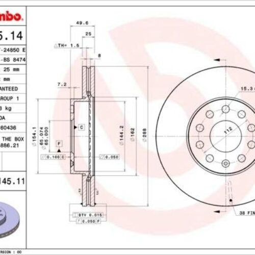 Brembo 09.9145.11 – Əyləc Diski