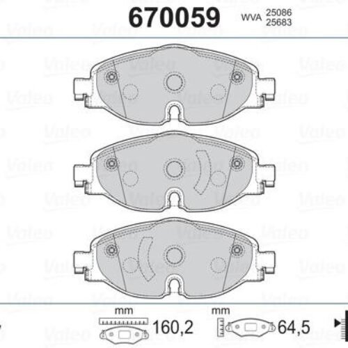 VALEO 670059 – Əyləc altlığı dəsti, əyləc diski